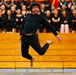Julian Nieto, 12. during a Color Guard performance. 