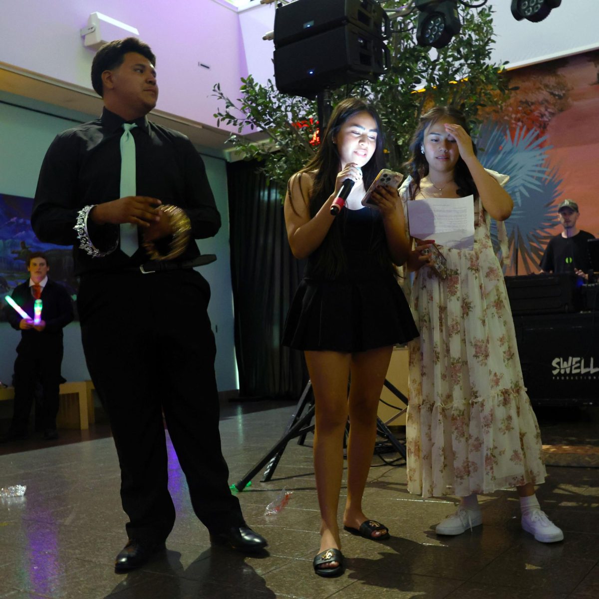 ASB students prepare to announce the winners of Prom Court. 